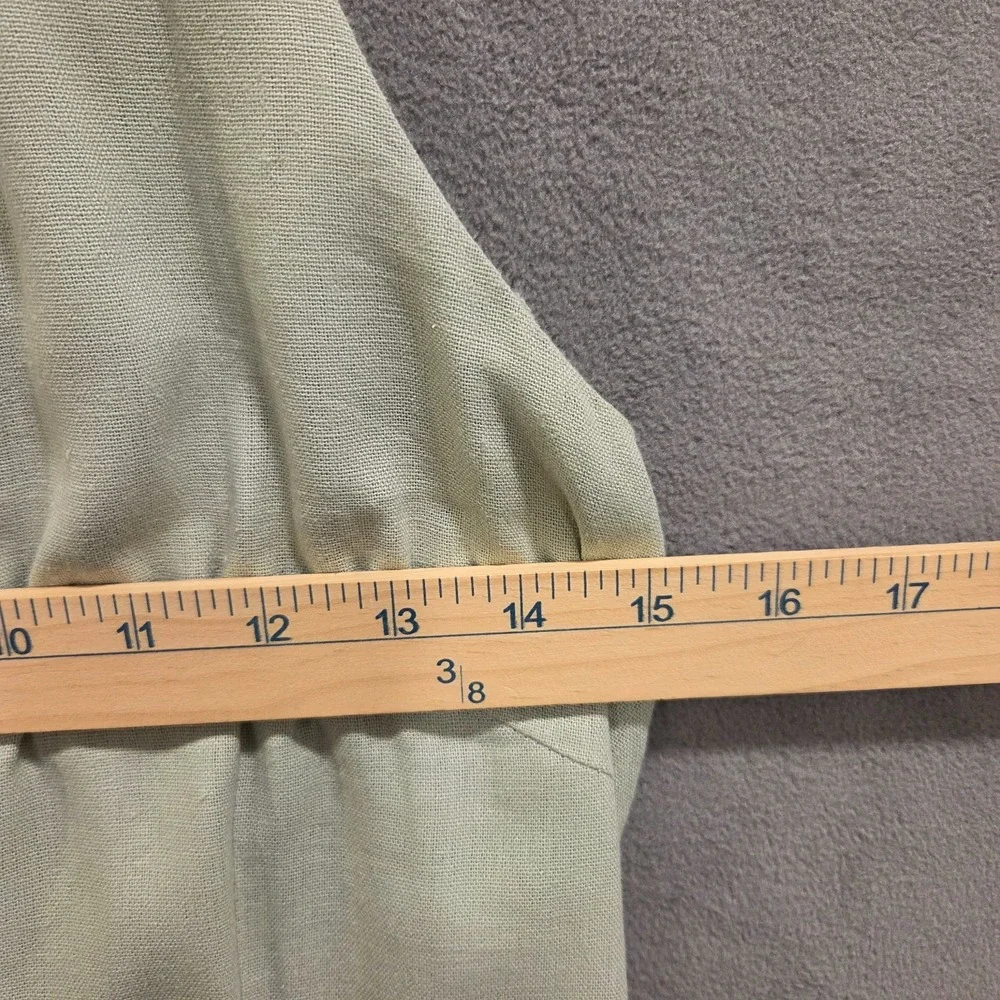 Linen Blend Jumpsuit Womens‎ Size 5 Halter Style V Neck Wide Leg Sage Green Boho